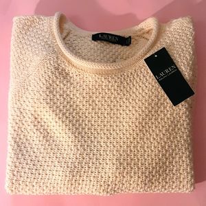 NWT  Lauren Ralph Lauren Sz. L Cream L/S Sweater